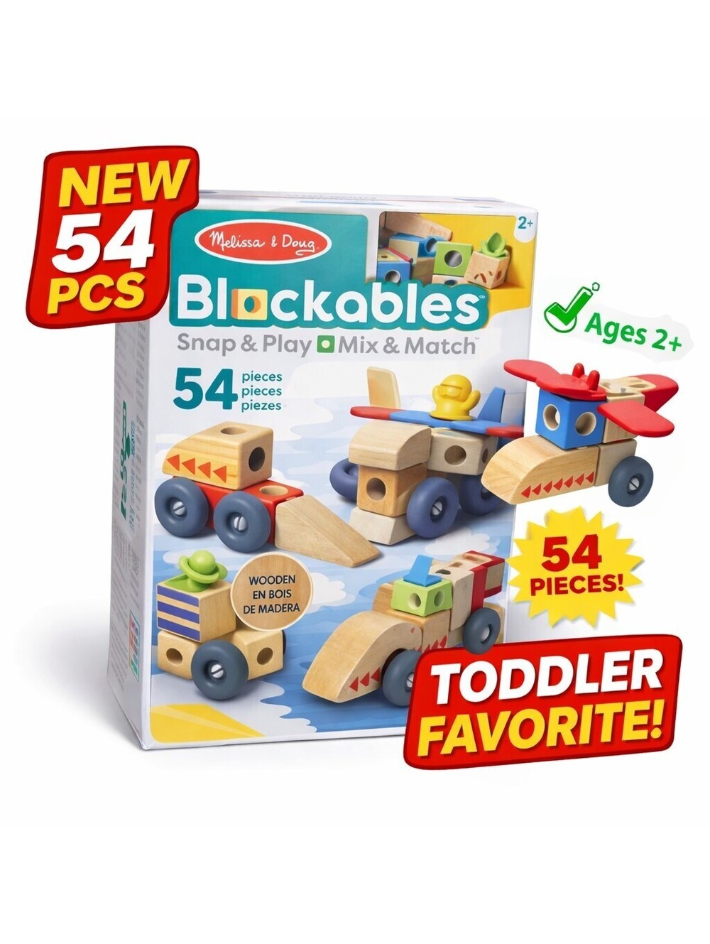 New Melissa & Doug Blockables Vehicles Snap And Play, Mix And Match 54 Pieces